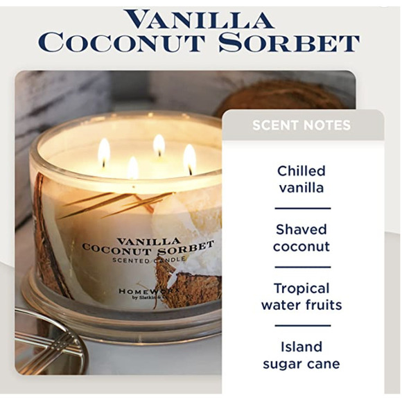 HomeWorx Vanilla Coconut Sorbet 4-Wick Scented Candle - Picture 1 of 7
